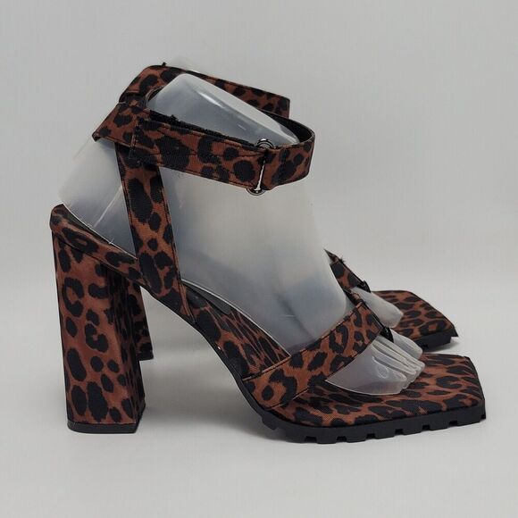 Jessica Simpson Kielne Animal Print Square Toe Ankle Strap Heel Sandals Size 9 - Picture 2 of 12